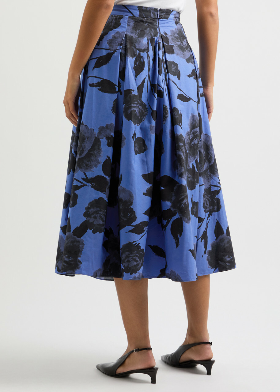 Erdem Floral-print Cotton-poplin Midi Skirt Multi Floral Erdem