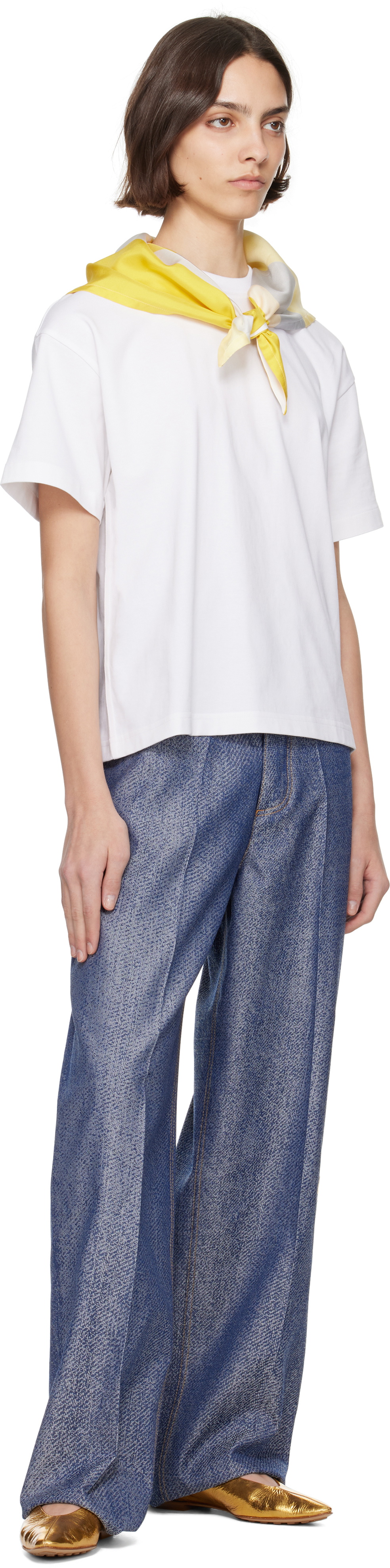 Bottega Veneta White Pima Cotton Scarf T-shirt