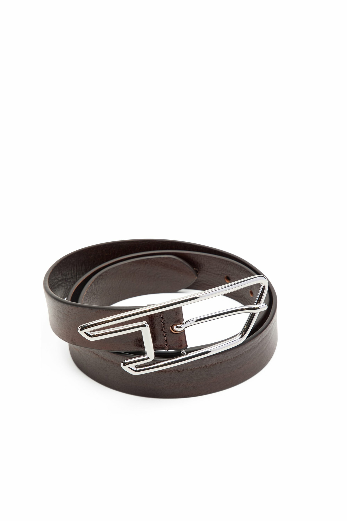 Diesel 3cm waxed-leather belt with D-logo buckle - Belts - Unisex - Brown