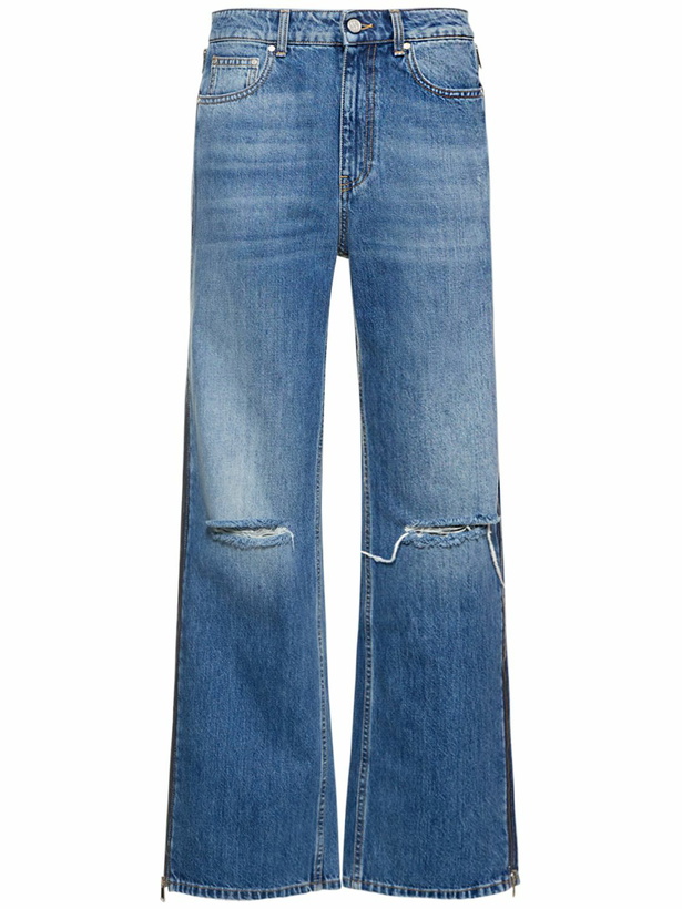 Photo: STELLA MCCARTNEY - Low Rise Distressed Denim Wide Jeans