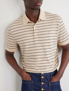 Valentino Garavani - VLogo Striped Cotton-Piqué Polo Shirt - Neutrals