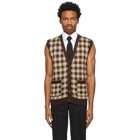 Ernest W. Baker Brown and Tan Sleeveless Jacquard Cardigan
