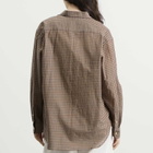 Auralee Women's Airy Light Cotton Check Shirt in Brown Gingham Check