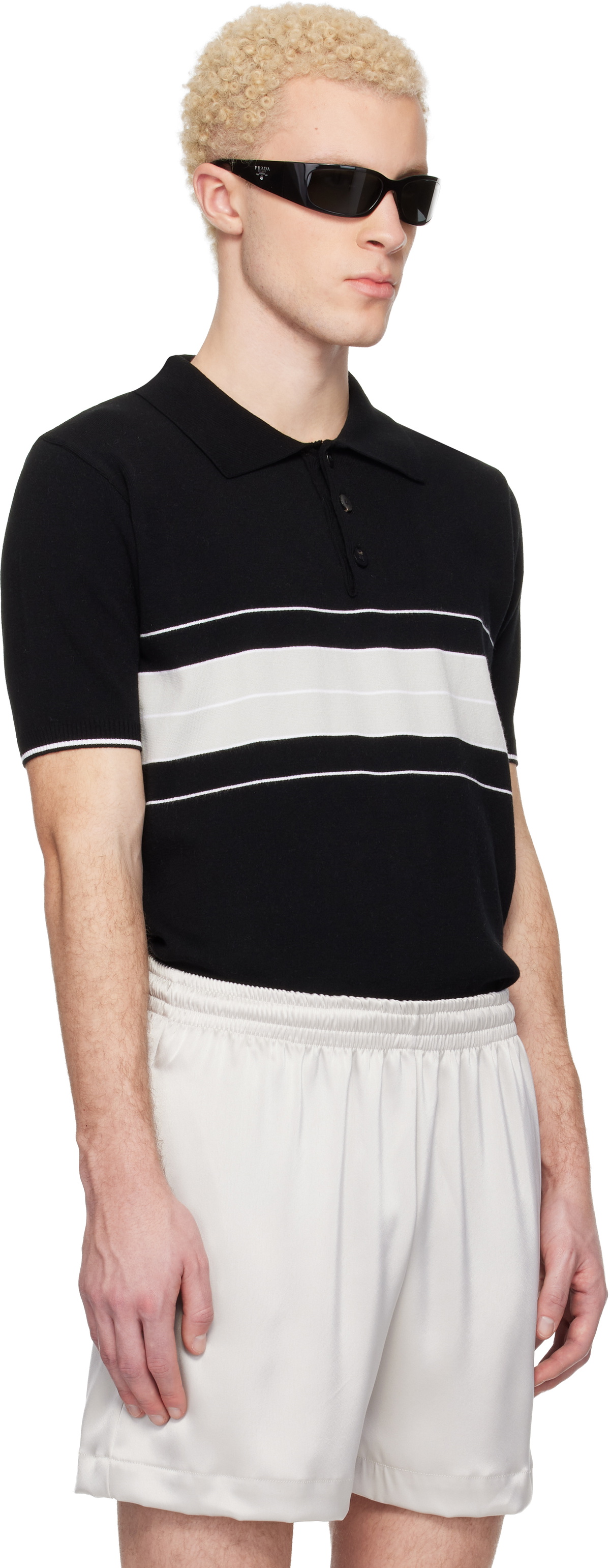 Ernest W. Baker Black & Gray Striped Polo