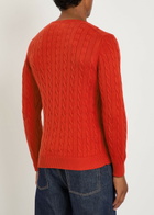 Gant Logo-embroidered Cable-knit Cotton Jumper Red