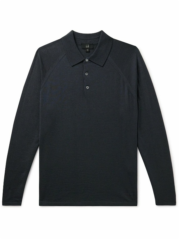 Photo: Dunhill - Cashmere and Mulberry Silk-Blend Polo Shirt - Blue
