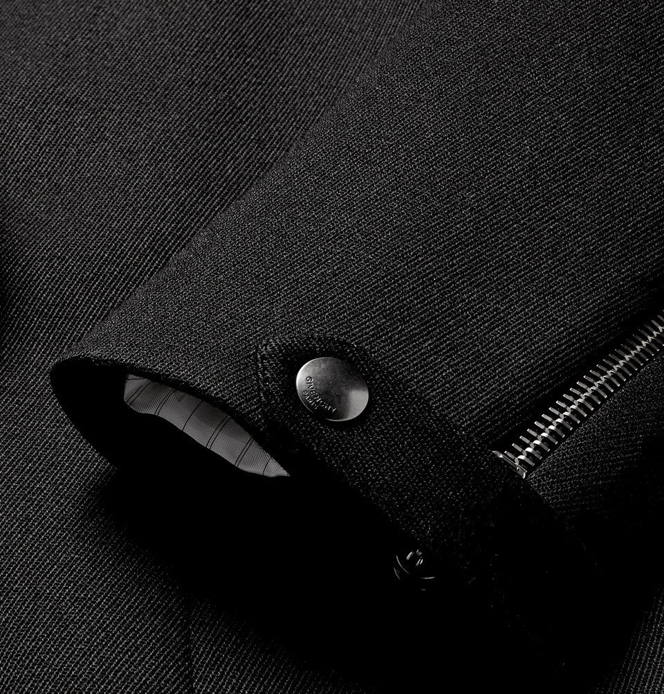 Givenchy - Leather-Trimmed Double-Breasted Wool-Blend Coat