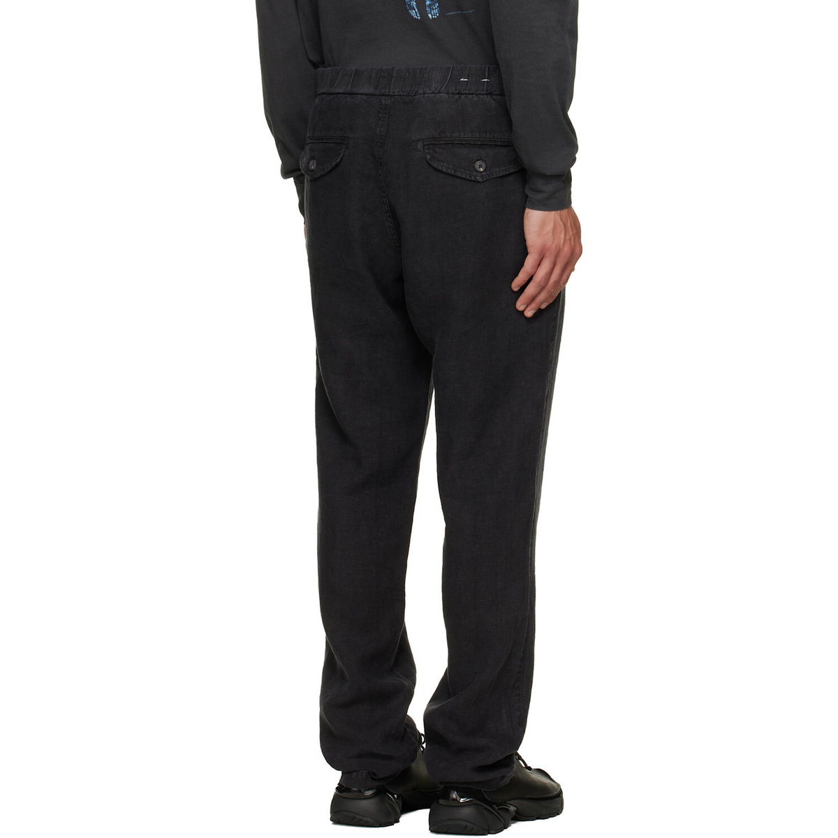 Citizens of Humanity Black Drawstring Deck Linen Trousers