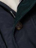 Brunello Cucinelli - Cotton-Corduroy Trimmed Belted Padded Shell Jacket - Blue