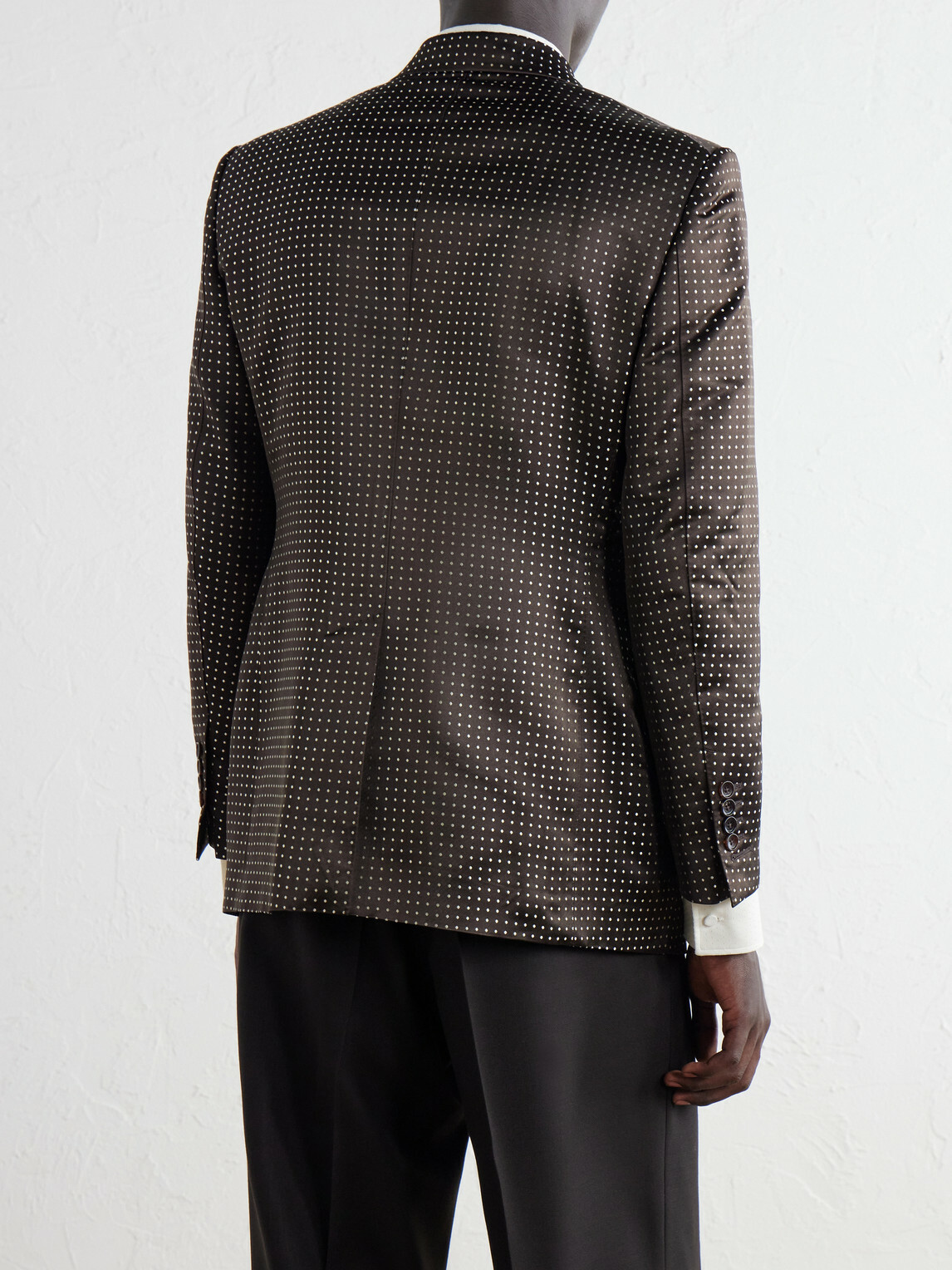 TOM FORD - Double-Breasted Polka-Dot Silk-Satin Tuxedo Jacket - Brown