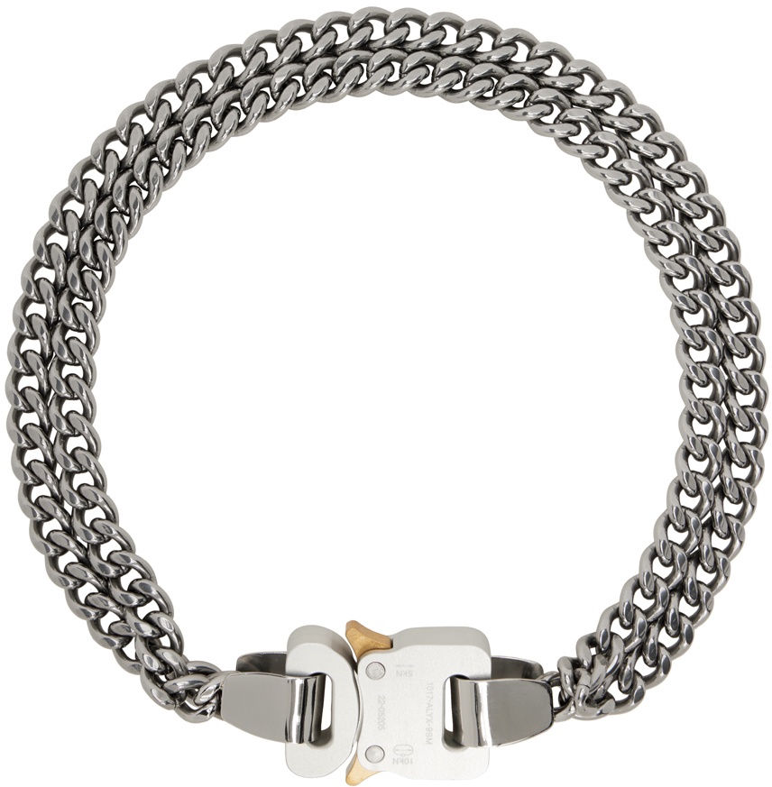 1017 ALYX 9SM Silver 2x Chain Buckle Necklace