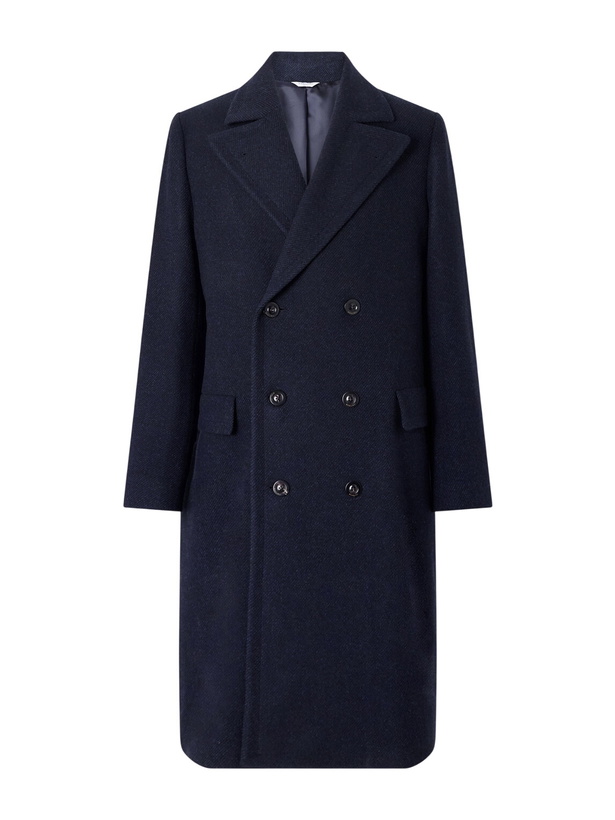 Photo: Boglioli - Double-Breasted Virgin Wool and Cashmere-Blend Twill Coat - Blue