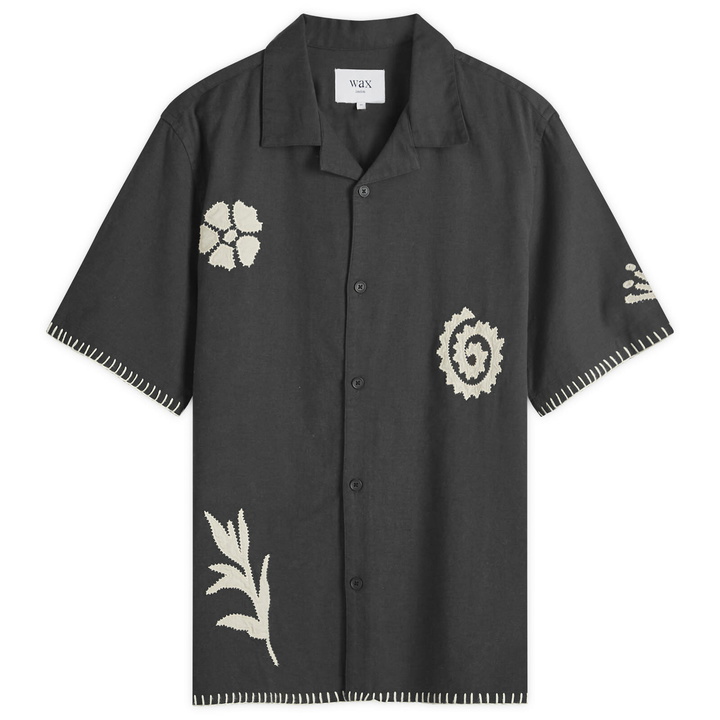 Photo: Wax London Men's Didcot Doodle Applique Vacation Shirt in Black/Beige