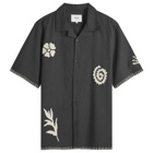 Wax London Men's Didcot Doodle Applique Vacation Shirt in Black/Beige