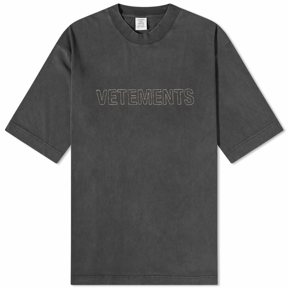 Photo: Vetements Men's Logo Outline T-Shirt in Faded Black