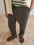 James Perse - Straight-Leg Garment-Dyed Linen Drawstring Trousers - Green
