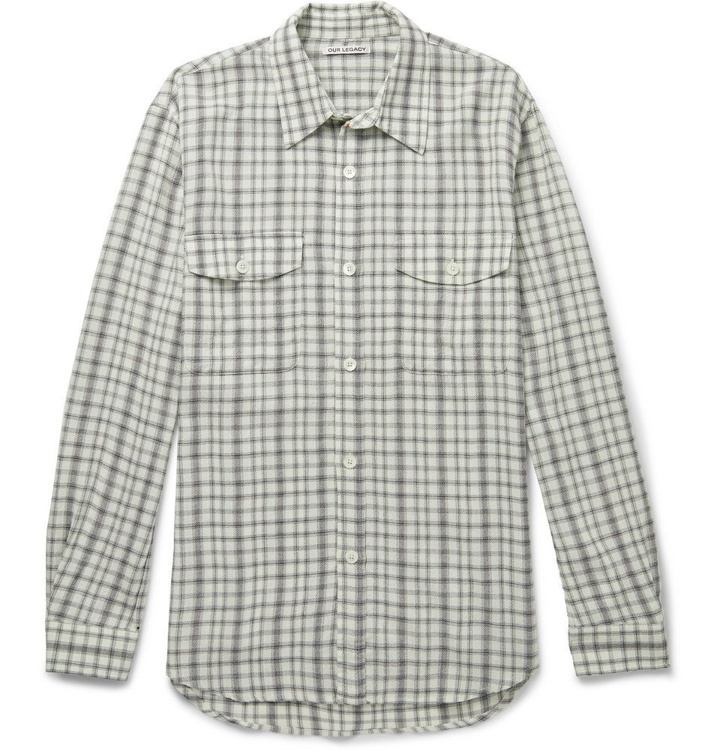 Photo: Our Legacy - Checked Crepe Shirt - Men - Off-white