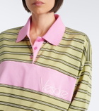 Versace Striped oversized cotton jersey polo shirt