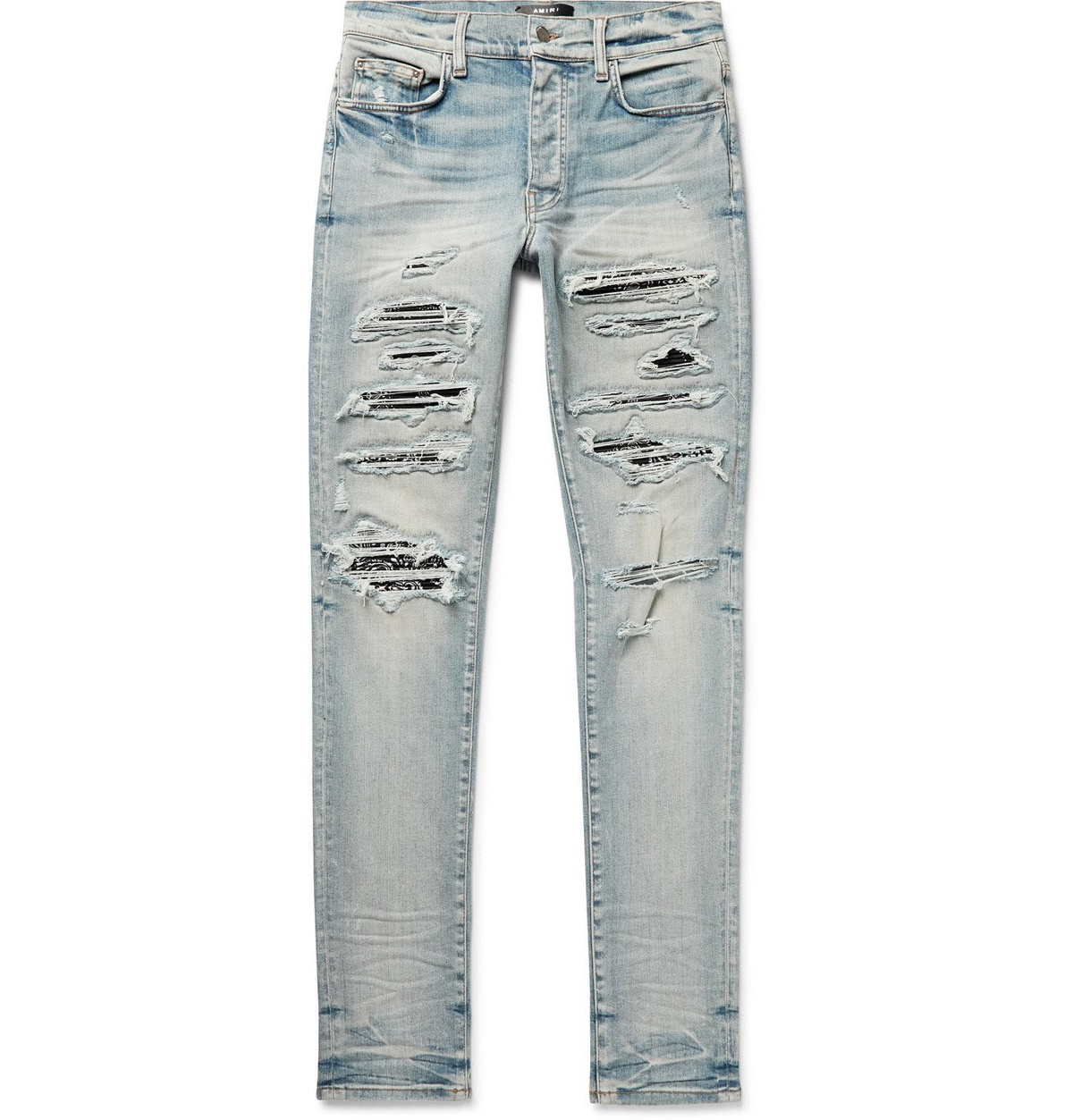 Thrasher Skinny-Fit Distressed Panelled Jeans - Blue Amiri