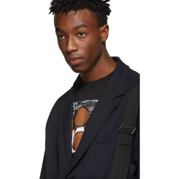 ALMOSTBLACK Navy Belted Blazer Jacket