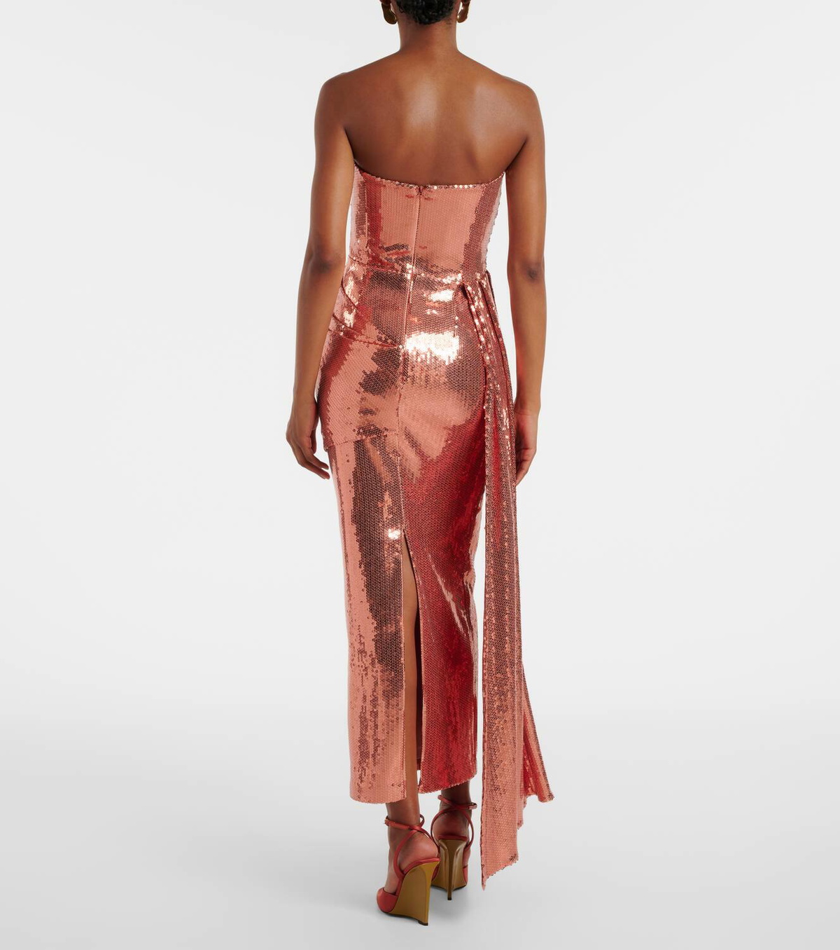 Alex Perry Draped sequined corset dress