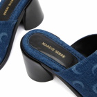 Marine Serre Women's Regenerated Deadstock Denim Mule Shoes in Blue Laser/Wash