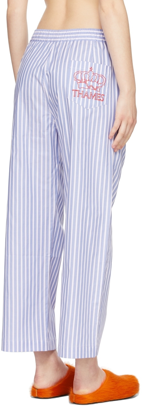 Thames MMXX Blue & White Cotton Stripe PJ Shirt