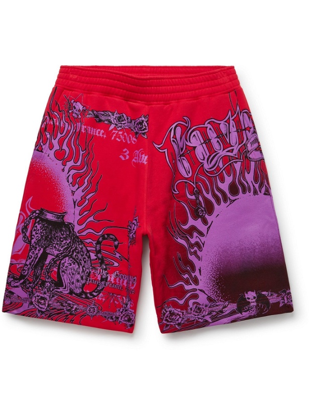 Photo: GIVENCHY - Printed Fleece-Back Cotton-Jersey Shorts - Red - XS