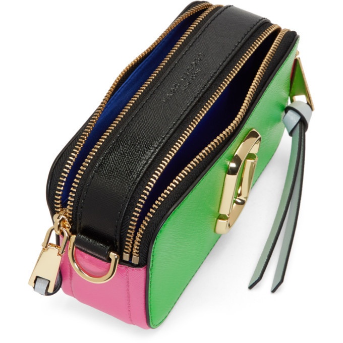 Marc Jacobs Green and Pink Snapshot Bag Marc Jacobs