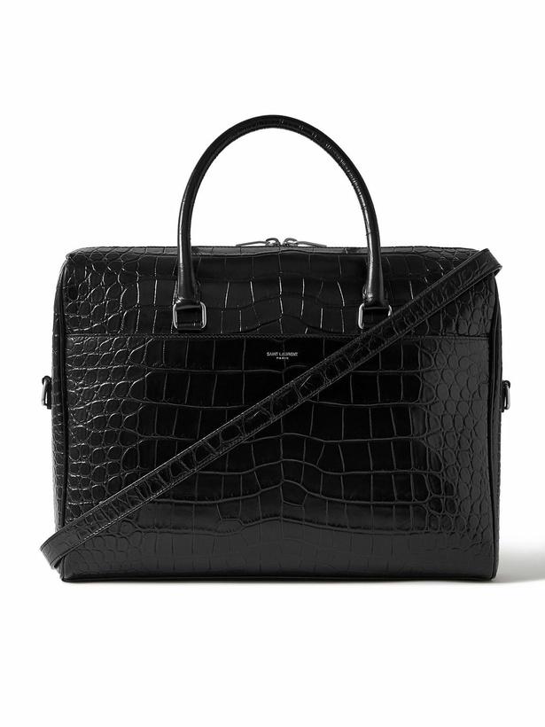 Photo: SAINT LAURENT - Croc-Effect Leather Briefcase