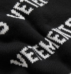 Vetements - Logo-Jacquard Cotton and Cashmere-Blend Sweater - Black