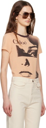 Chloé Orange & Brown Crewneck Logo T-shirt