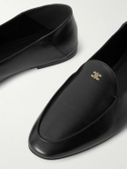 CELINE - Triomphe Logo-Embossed Leather Slippers - Black