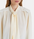 Chloé Lace-trimmed silk crêpe de chine blouse