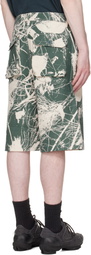 Reese Cooper Khaki & Off-White Duck Canvas Patch Pocket Cargo Shorts