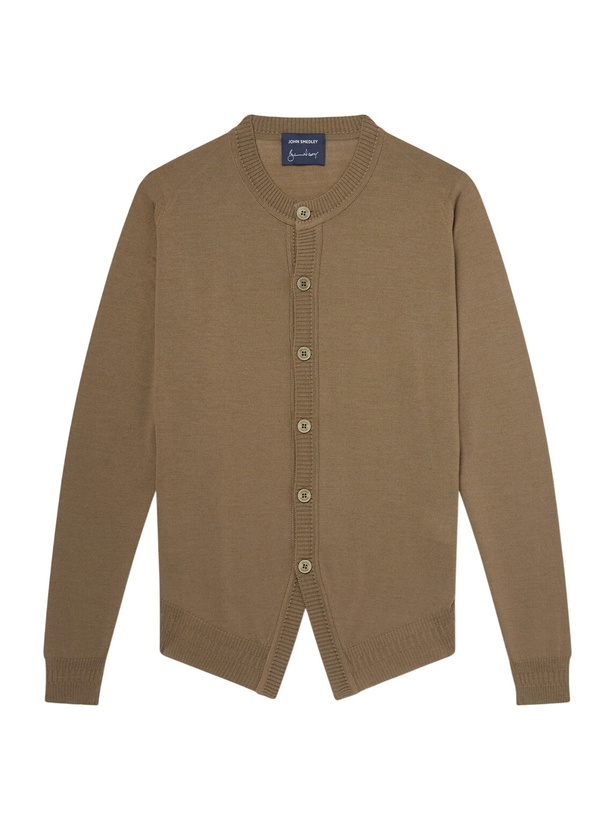 Photo: John Smedley - Bill Nighy Merino Wool Cardigan - Green