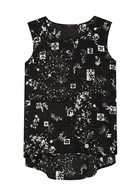 High Cue Printed Satin top Black 48 (UK16 / XL)