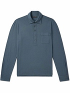 TOM FORD - Cotton and Silk-Blend Piqué Polo Shirt - Blue