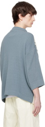 DOCUMENT Blue & Off-White Intarsia Knitting Stripe Shirt