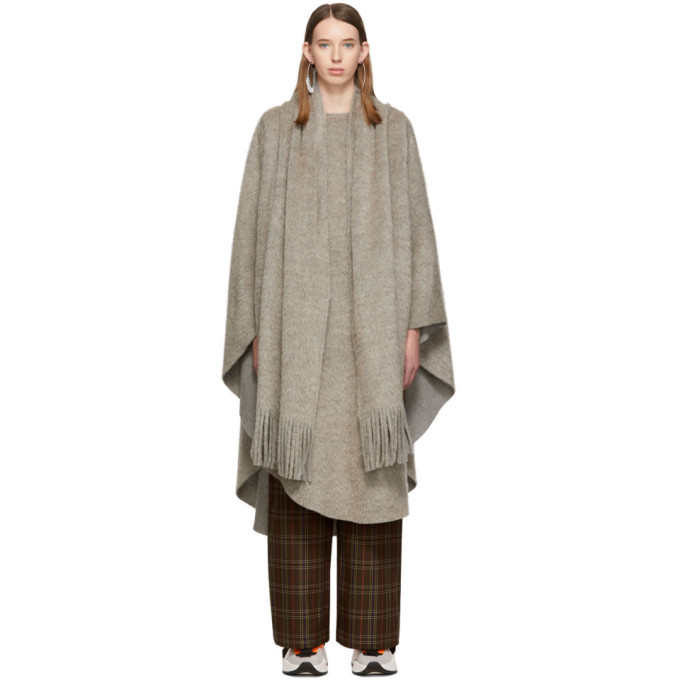 MM6 Maison Margiela Grey Raw Edge Scarf Poncho