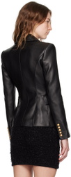Balmain Black Double-Breasted Leather Jacket