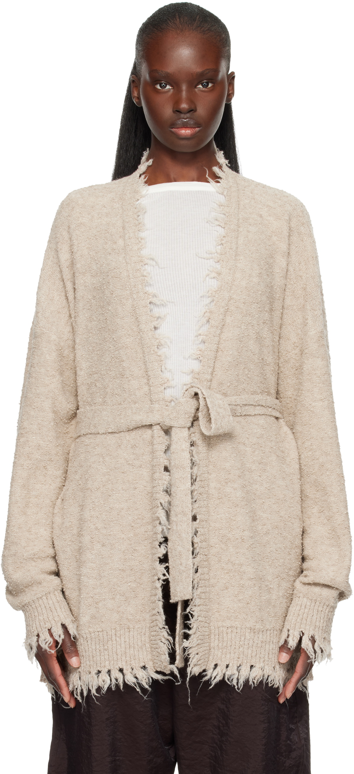 Lauren Manoogian Beige Fray Cardigan