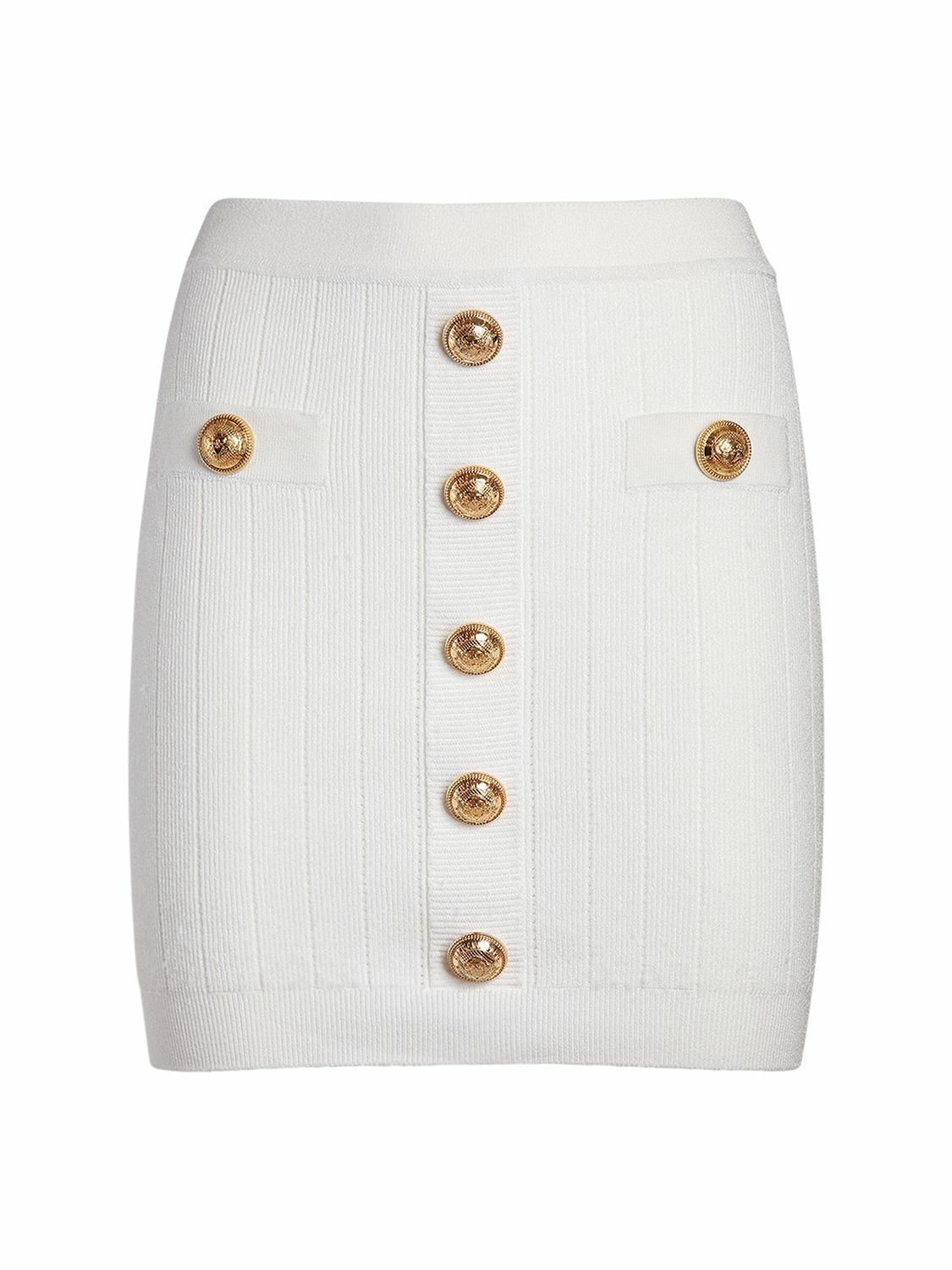 Balmain Ribbed Knit Mini Skirt W Buttons Balmain 2548