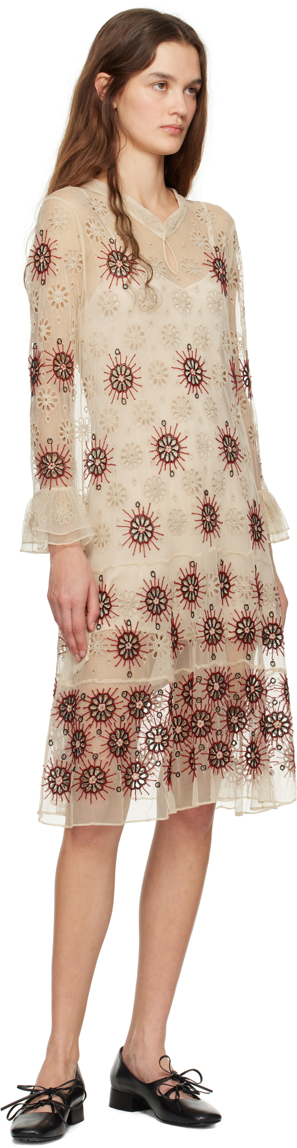 Bode Beige Solarium Midi Dress