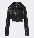 Balenciaga Belted cropped leather jacket