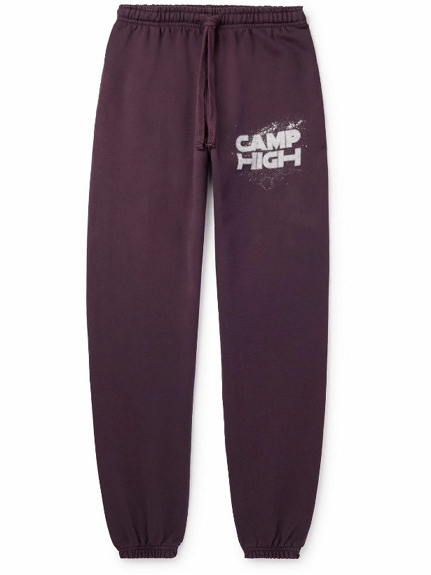 Photo: Camp High - Tapered Logo-Print Cotton-Jersey Sweatpants - Purple
