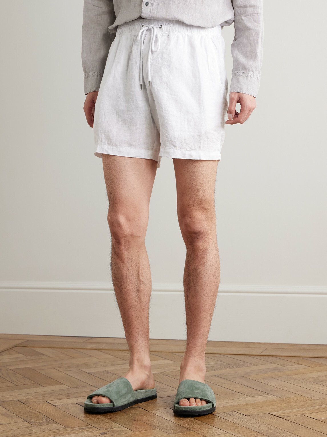 James Perse - Straight-Leg Garment-Dyed Linen Drawstring Shorts - White