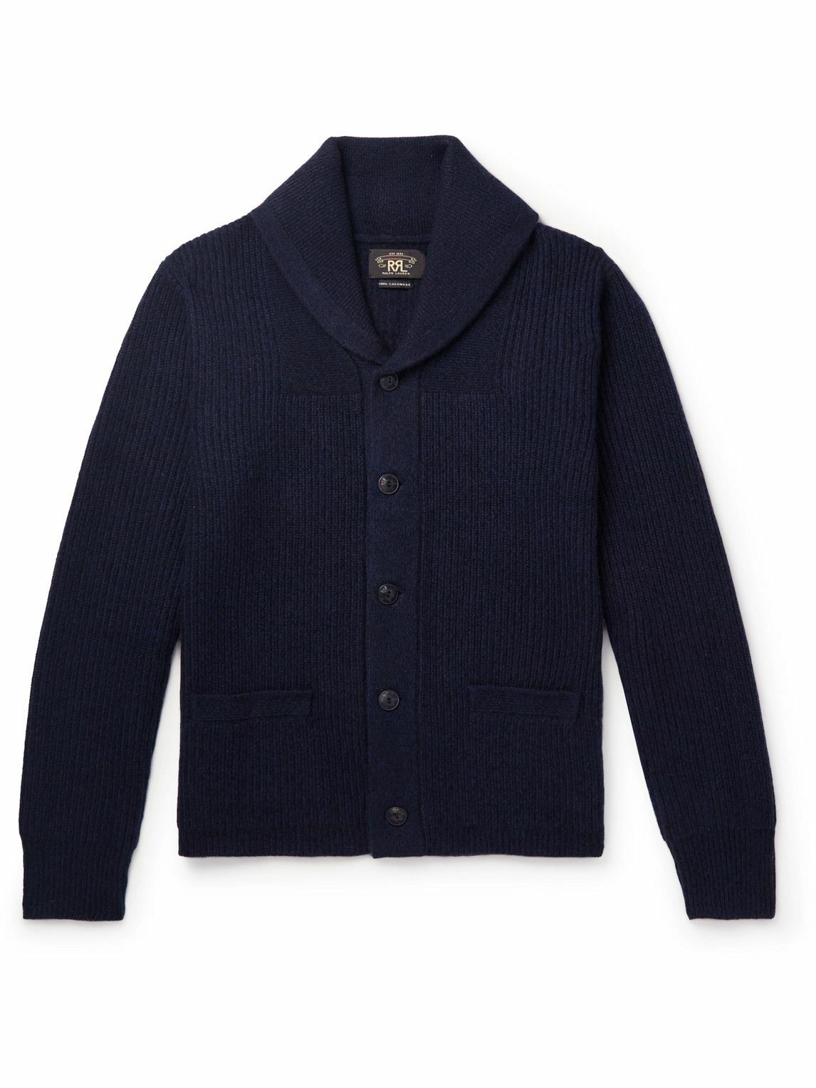 RRL - Shawl-Collar Ribbed Cashmere Cardigan - Blue RRL