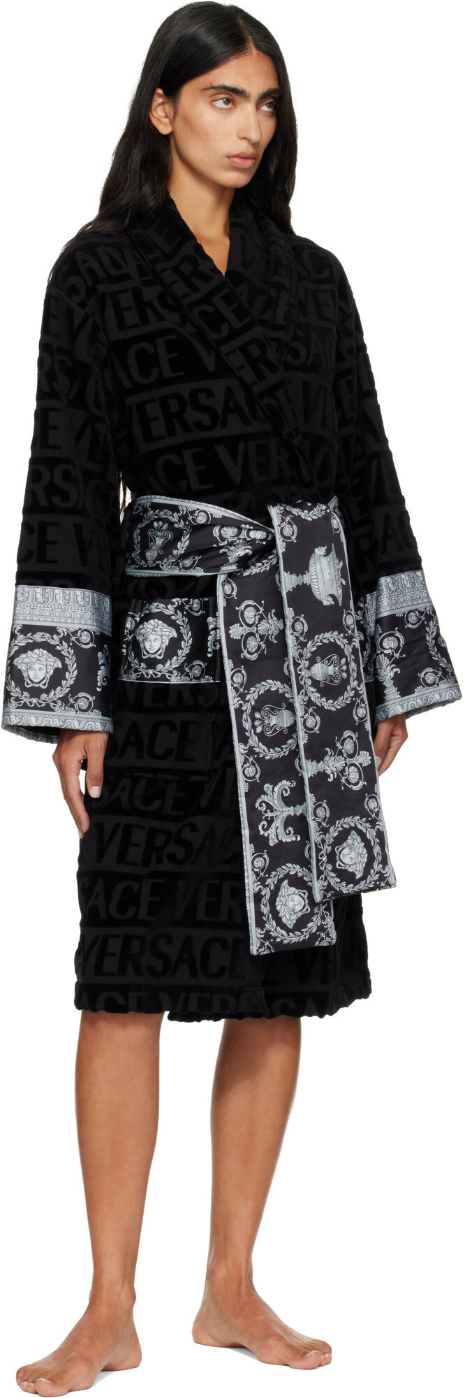 Versace Black 'I Heart Baroque' Bathrobe