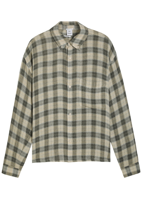Photo: Won Hundred Maza Checked Woven Overshirt Grey